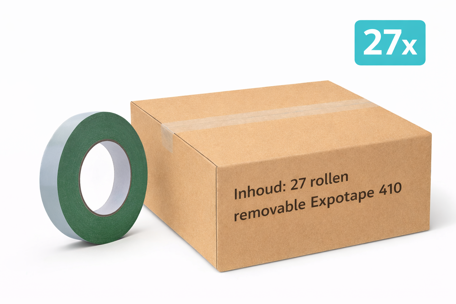 30x MegaTape 410 double-sided removable expo tape 50 m on a roll 25 mm green