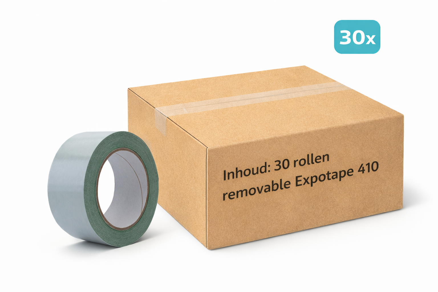 27x MegaTape 410 double-sided removable expo tape 25 m on a roll 50 mm green