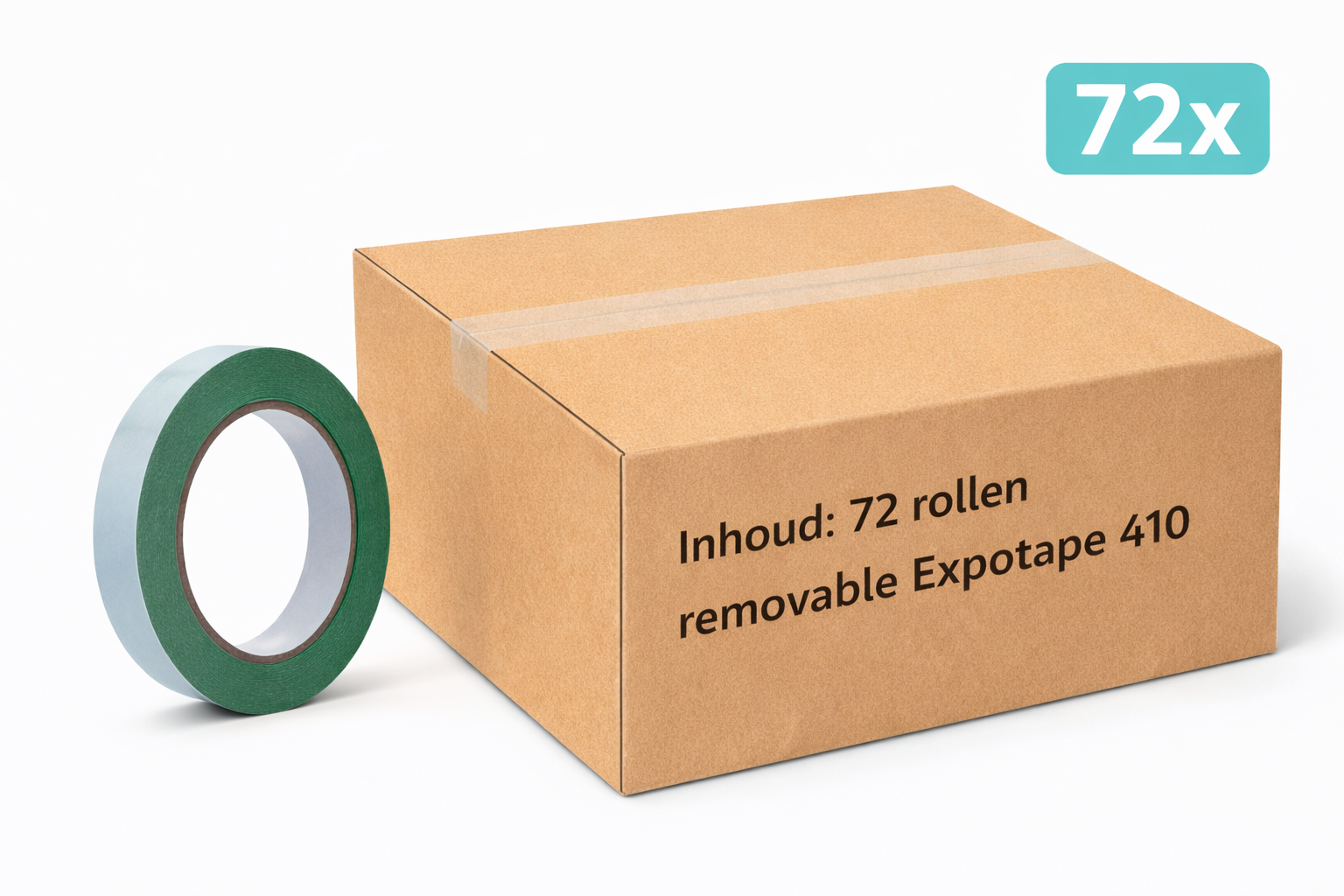 72x MegaTape 410 double-sided removable expo tape 25 m on a roll 19 mm green