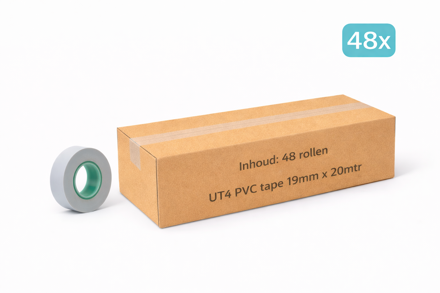48x MegaTape UT4 · PVC tape · 19 mm · white · 20 m roll