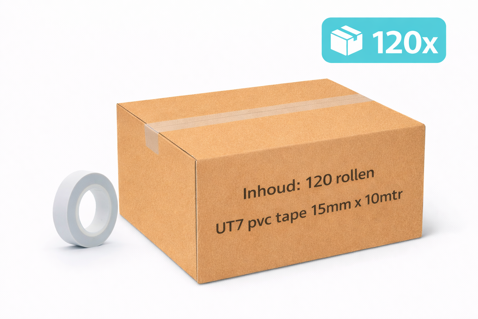 120x MegaTape UT7 PVC tape · 15 mm · white · 10 m roll