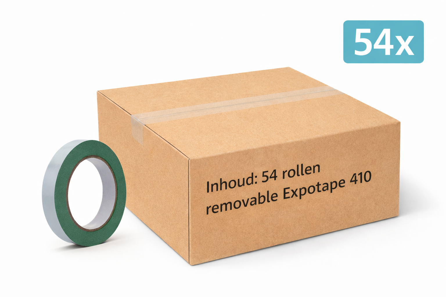 48x MegaTape 410 double-sided removable expo tape 25 m on a roll 25 mm green