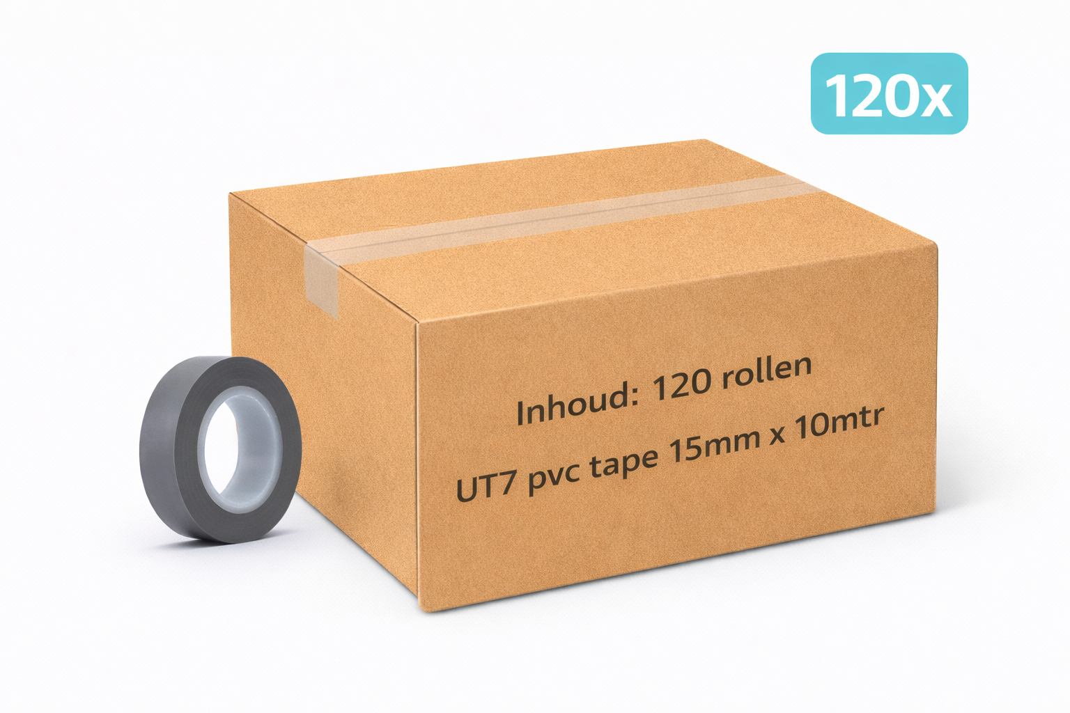 120x MegaTape UT7 PVC tape · 15 mm · gray · 10 m roll