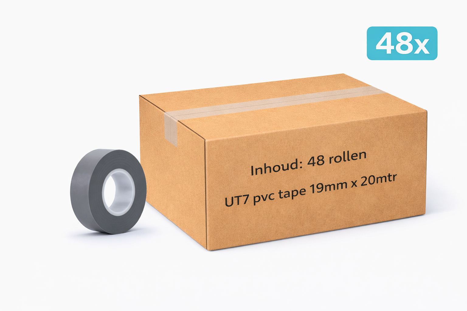 48x MegaTape UT7 PVC tape · 19 mm · gray · 20 m roll